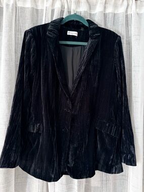 Point Zero Black Velvet Blazer Jacket Size L